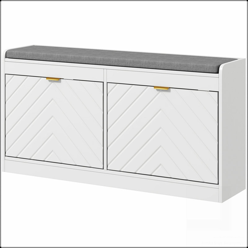 Banc à chaussures, banc d'entrée avec 2 tiroirs rabattables, coussin de siège et 2 évents pour 8 paires de chaussures pour le couloir HOMcom