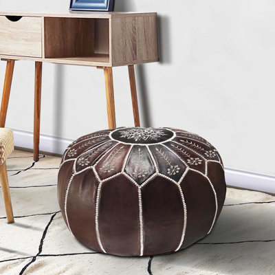 Repose-pieds marocain en cuir véritable fait à la main