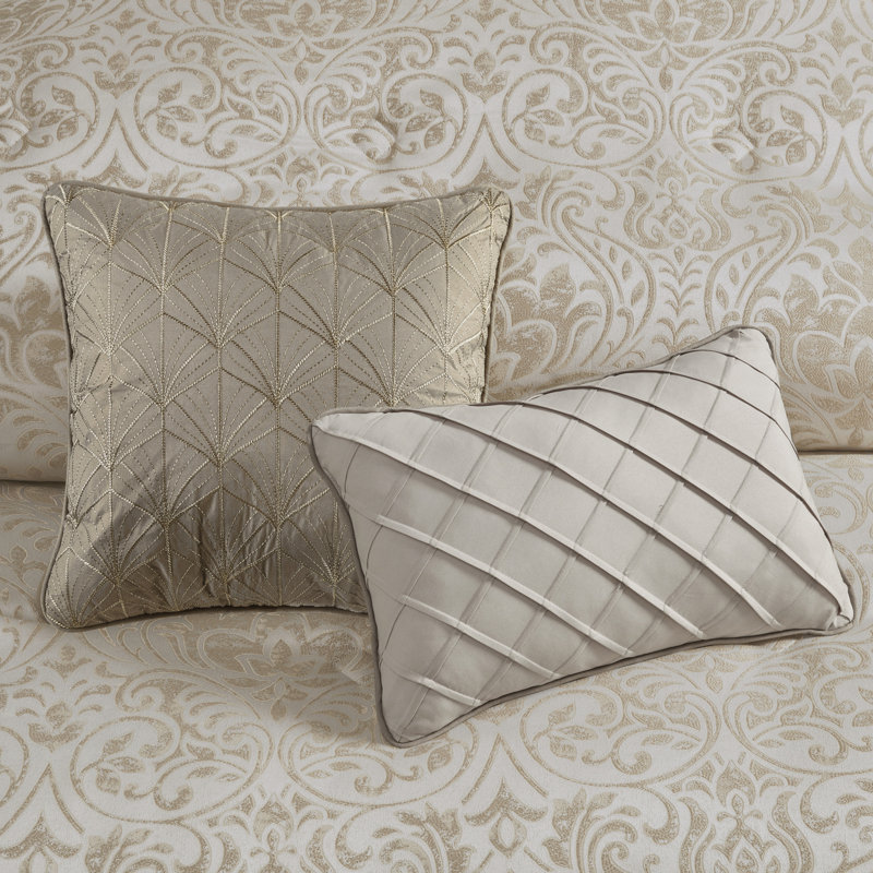 Luxurious Polyester Jacquard Bedding Sets, Khaki Queen, Elegant Design