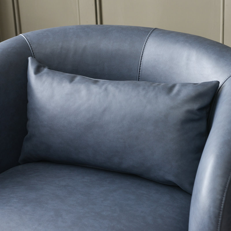Bruschi 34" W Faux Leather Swivel Armchair, Navy