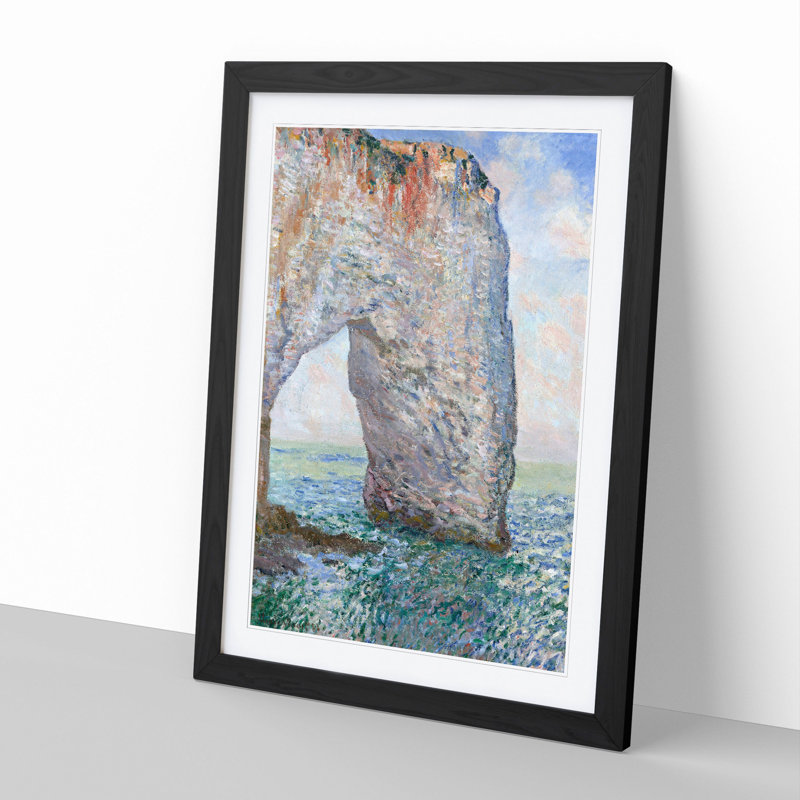 The Manneporte near Etretat by Claude Monet - Picture Frame Painting, Black Framed, 36cm H x 27cm W x 2cm D