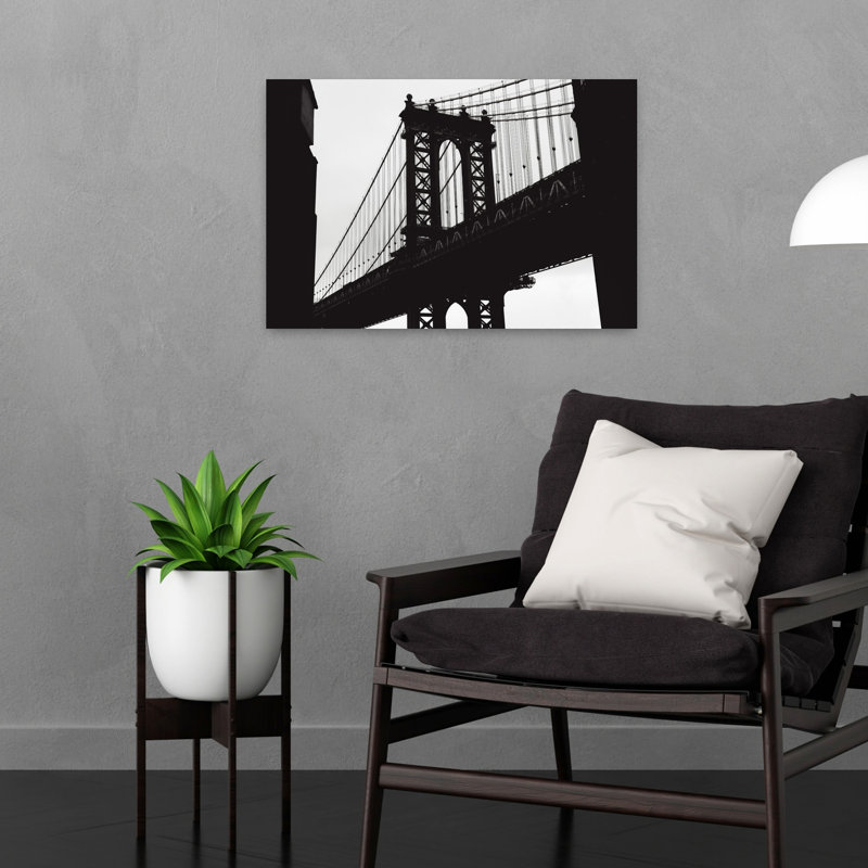 Affiche murale abstraite et spectaculaire représentant le pont de Manhattan, architecture contemporaine., H 16 po x l 24 po