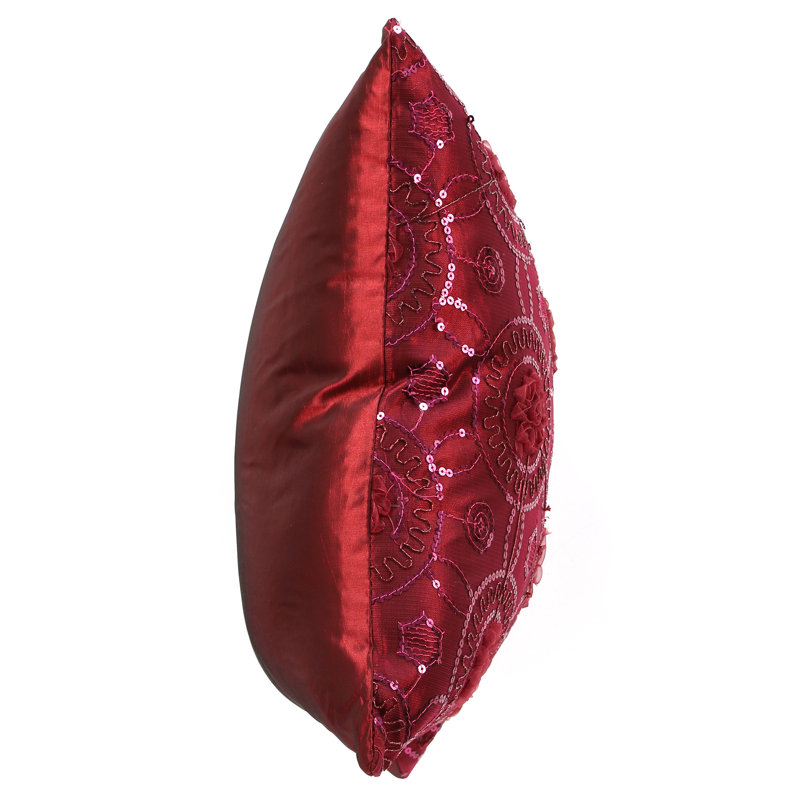 Blossom Geometric Reversible Throw Pillow, Burgundy