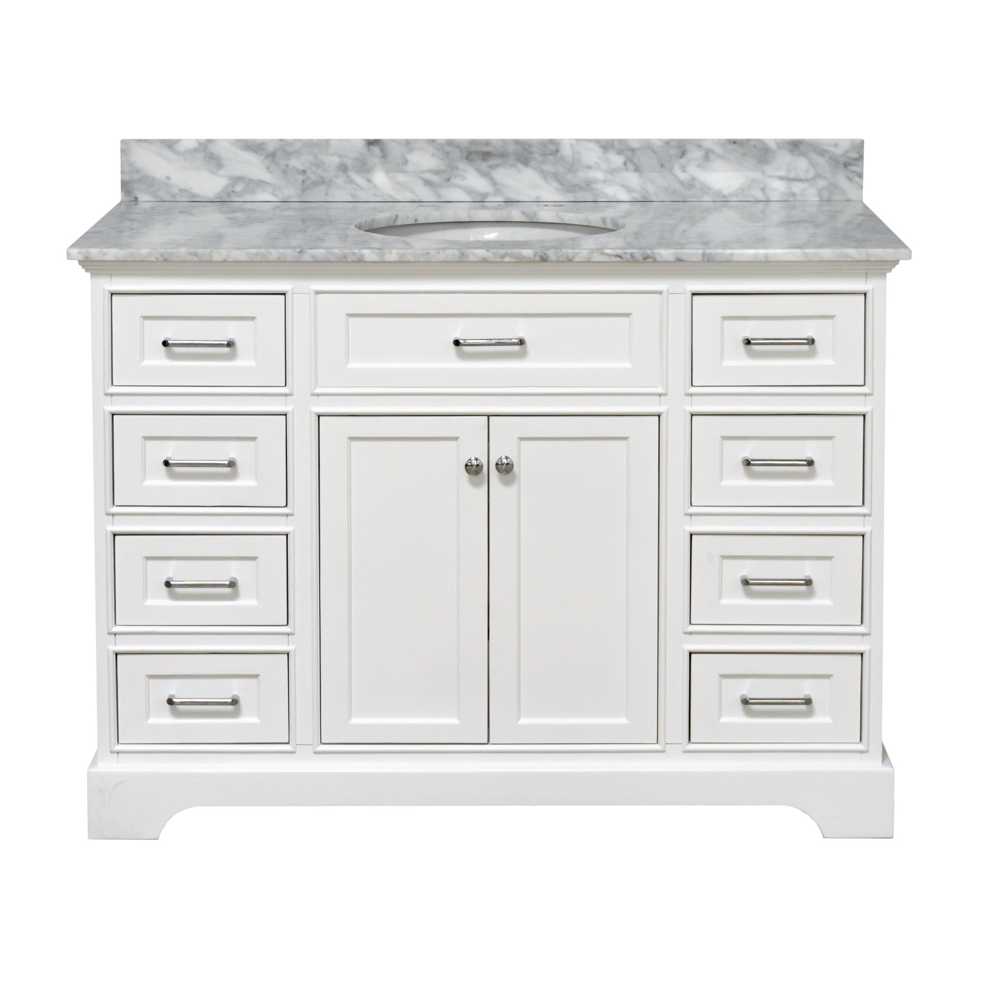 Ronnie 48'' Single Bathroom Vanity, Carrara Marble, White