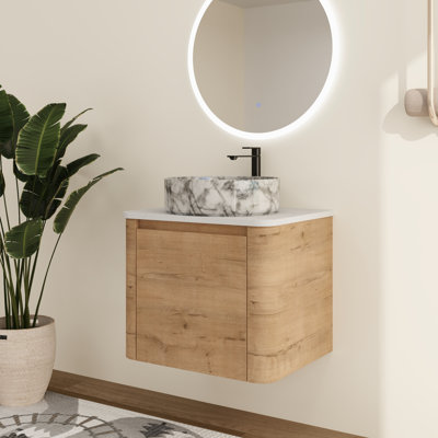Meuble-lavabo simple mural 24 po avec lavabo en céramique Greythor 