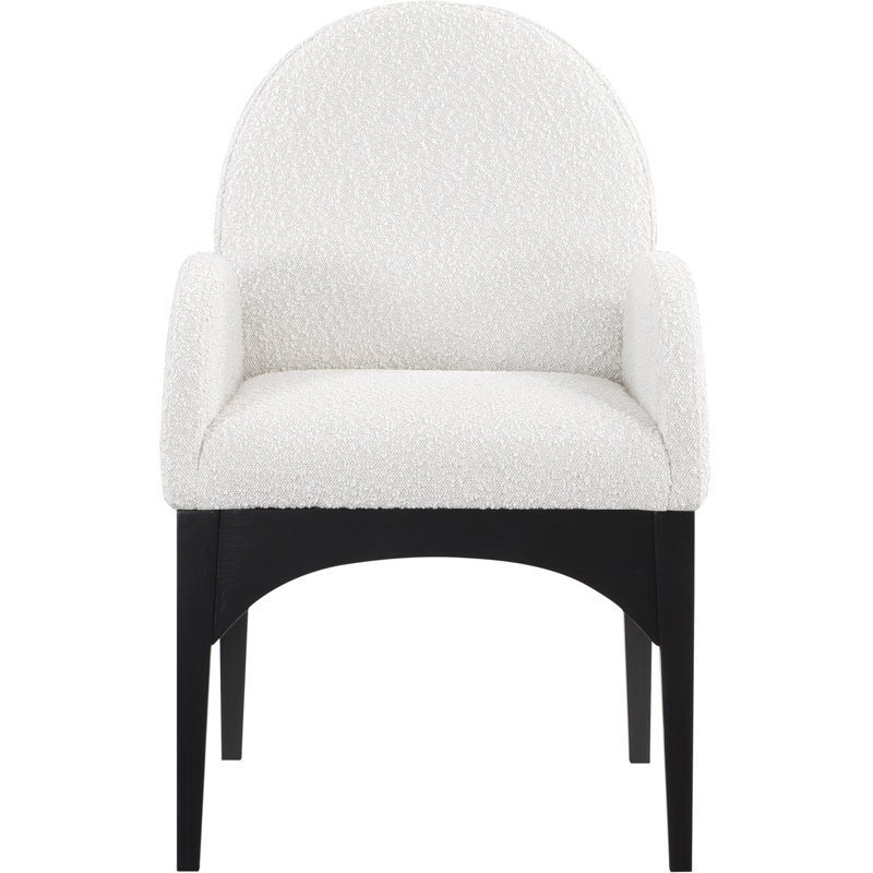 Waldorf Fabric Arm Chair Dining Chair, Cream Boucle Fabric, Black