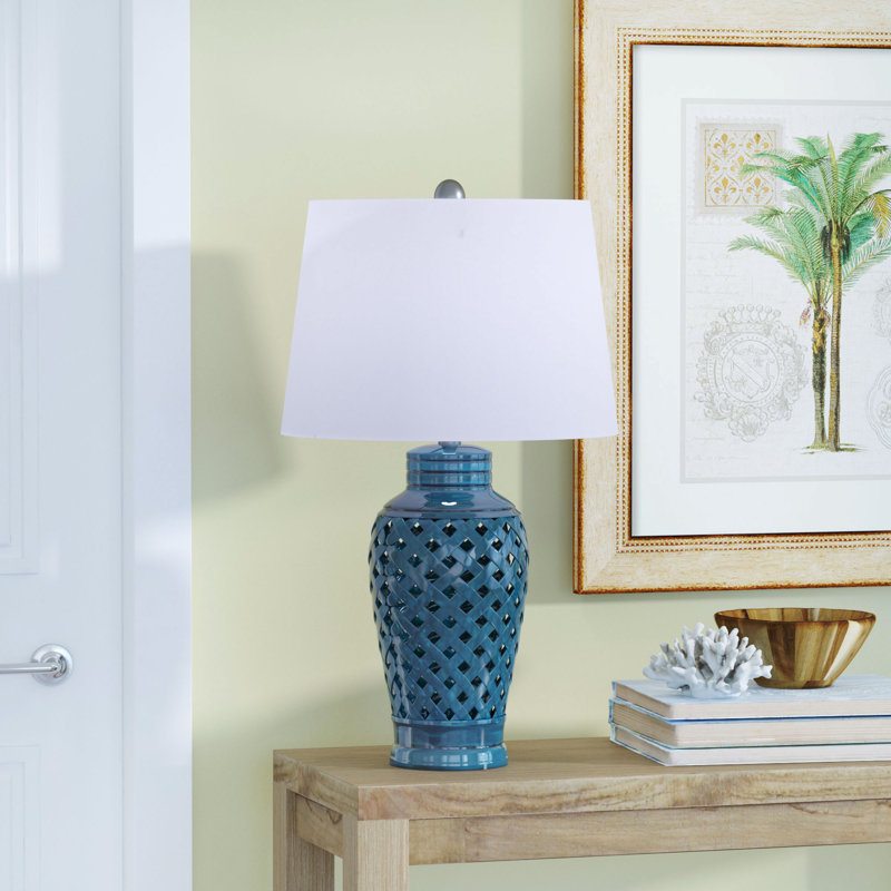 Appy Ceramic Table Lamp, Turquoise Seafoam
