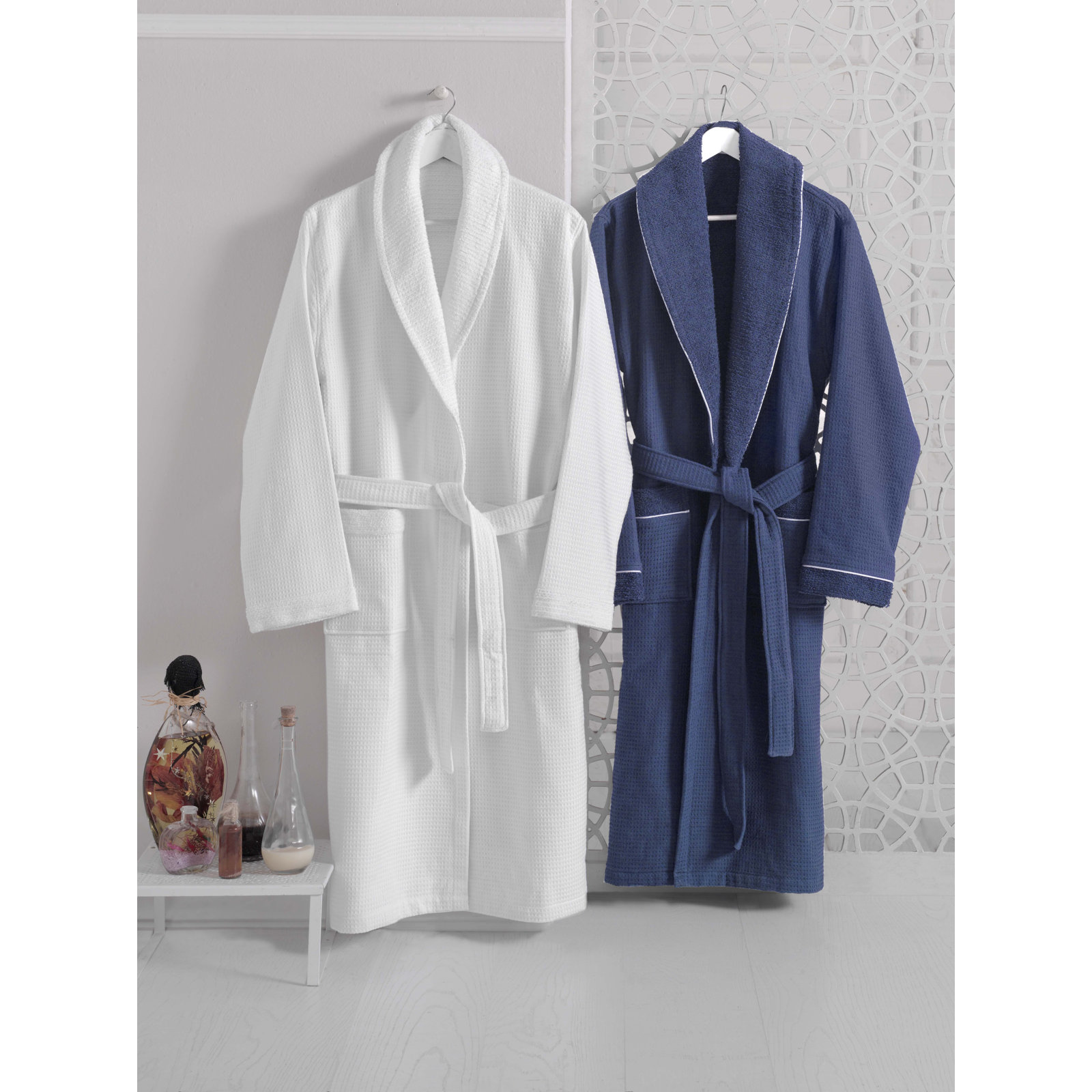 Brandy Waffle Bathrobe, Navy