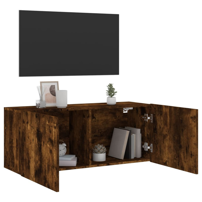 Maroska Unfinished TV Stand for TVs up to 43", Smoked Oak