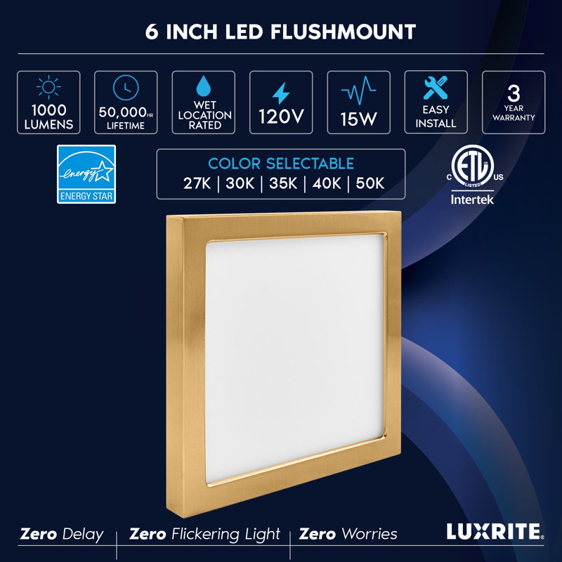 LED Flush Mount, Brass