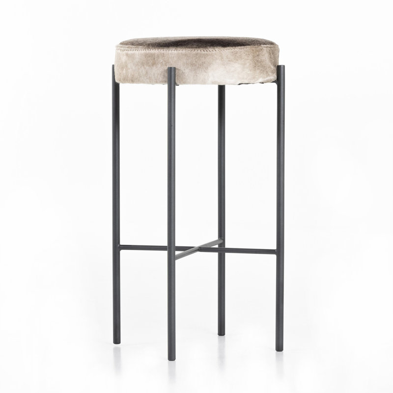 Nocona Upholstered Bar Stool, Brown Speckled Hide/Leather, Bar Stool (30" Seat Height)
