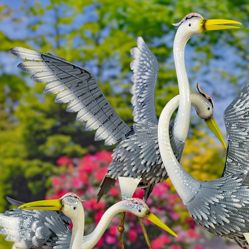 Ensemble de 4 figurines de jardin Stony Island Great Blue Heron