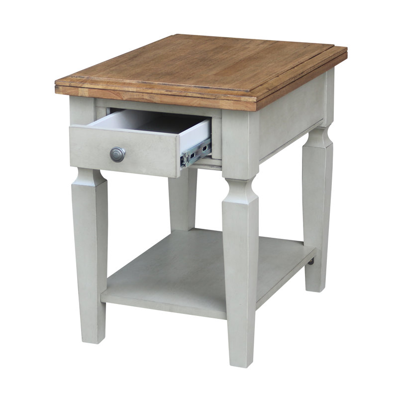 Table de bout avec rangement Briseno, Hickory / pierre
