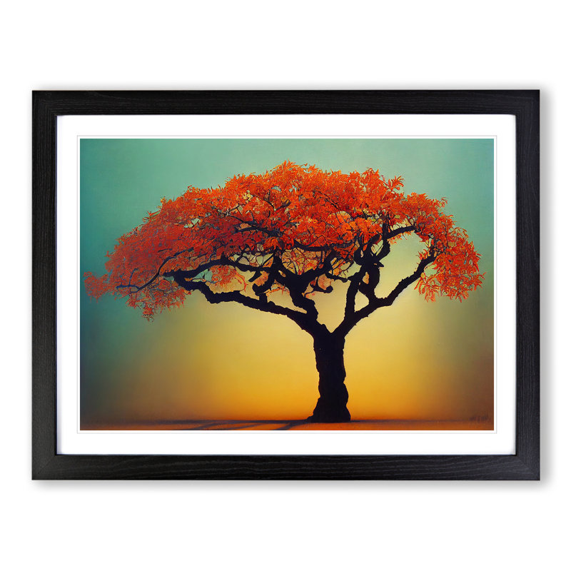Pleasant Apple Tree 1 Piece Single Picture Frame Wall Art, 34cm H x 46cm W x 2cm D, Black Framed