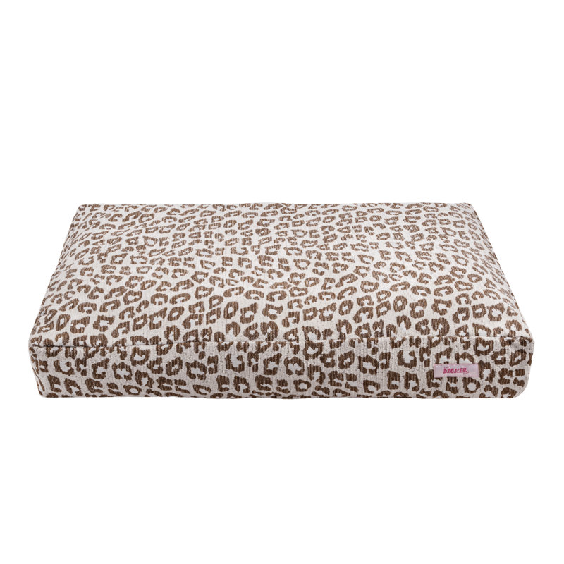 Mabel Designer Modern Ultra Soft Reversible Plush Rectangular Pet Bed with Washable Cover, Classic Leopard