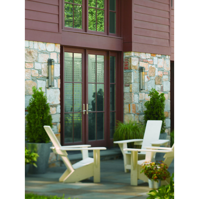 Airis Outdoor Flush Mount, Seeded Clear, Coastal Dark Smoke, 18.3" H x 4.5" W x 4" D