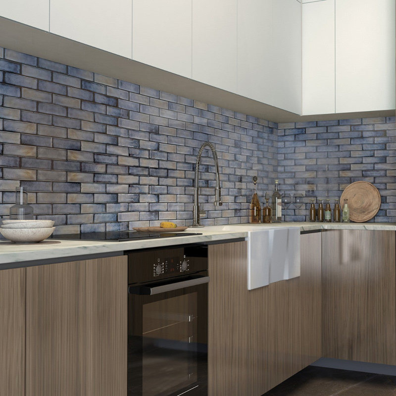 Magico 12x12 Iridescent Polished Glass Mosaic Tile, Night Black