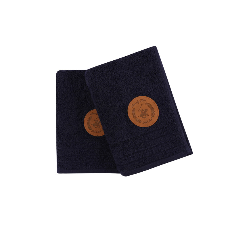 2 Piece 100% Cotton Hand Towel Set, Dark Blue