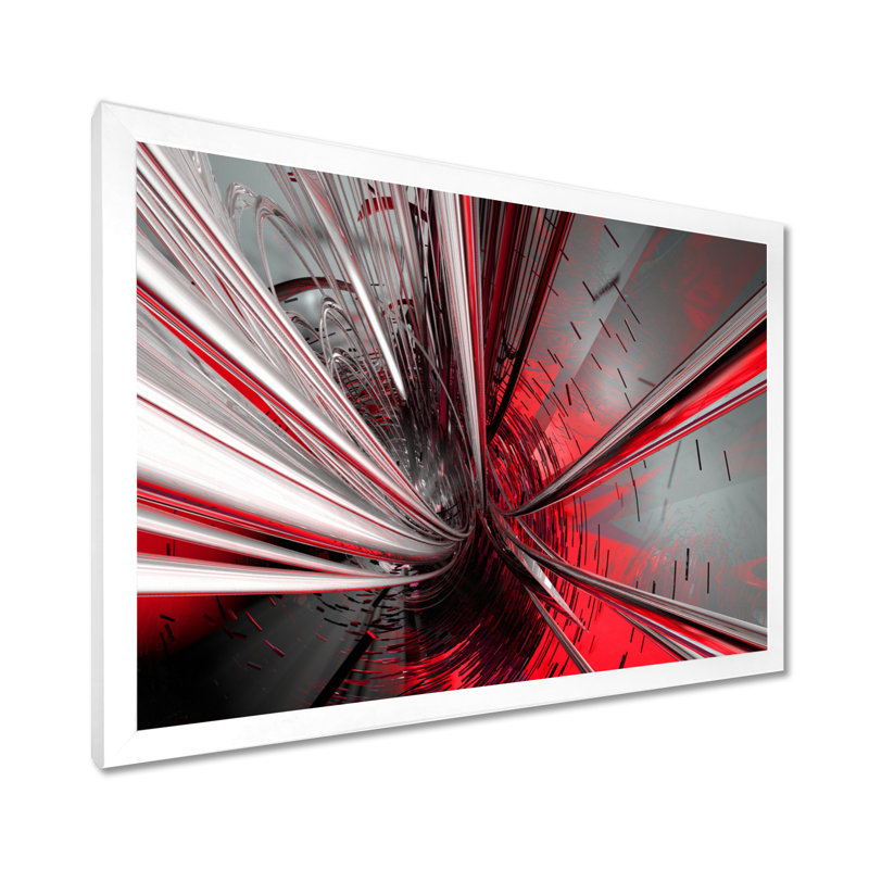 " Fractal 3D Deep Into Middle " by Designart, 34" H x 44" W, White, Framed Print