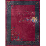 Chinese Knotted - Art Deco Rectangle Antique Wool Purple 1920s Room Size Rug