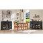 Buffet Farmhouse avec rangement, grande crédence de 59 po avec 4 portes en verre et 2 tiroirs, console à tablettes réglables, bar à café en bois pour la salle à manger, le salon-1219760513-1220191597