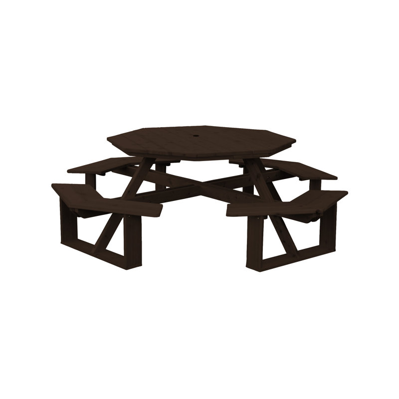 Sirna 8 - Person Wood Patio Dining Set with, Walnut Stain