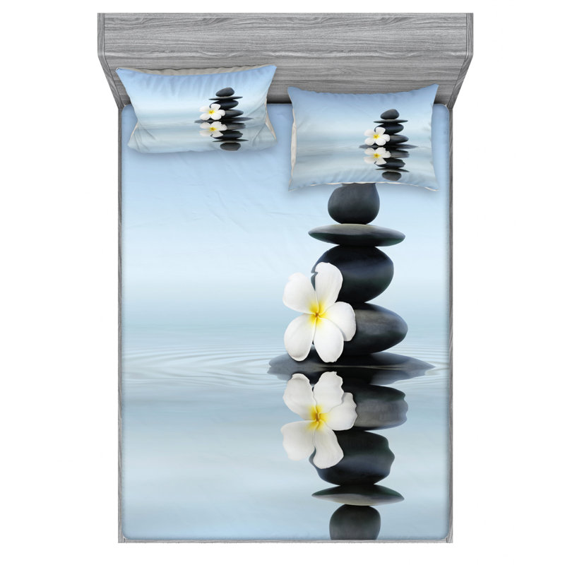 Ensemble de draps Massage Stones, Ensemble de draps pour lit double avec 2 taies d'o
