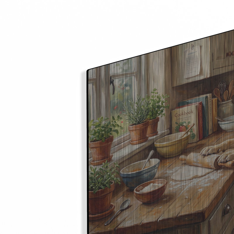  «Labrador Retriever In The Kitchen» par Rich Monet, art mural en métal, 24 po x 16 po