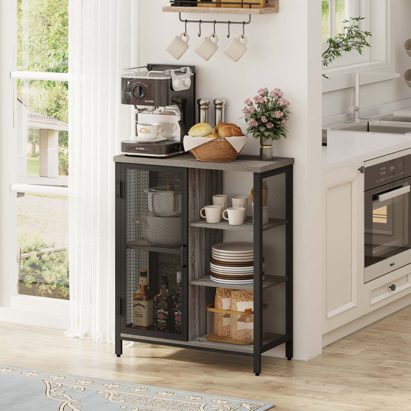 Aust 29.5'' Bar Cabinet, Gray Oak/Black