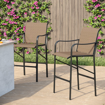 Patio Bar Height Textilene Chairs with Armrest by Winston Porter