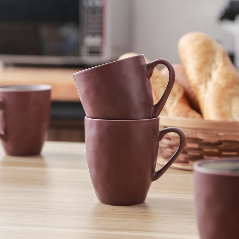 Wine Glazed Ceramic 16-Piece Dinnerware Set with Textured Accent