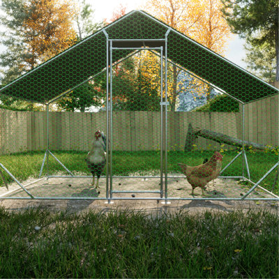 Cage à poules en métal - Walk-in avec grillage galvanisé imperméable et couvercle pour poulets, canards (poulets de 10 pi x l 6,6 pi x P 6,56 pi)