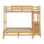 Lit superposé simple au dessus d'un lit double avec bureau intégré et trois tiroirs