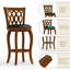 Tabouret pivotant rembourré avec structure en bois massif-2069739333-2069739331