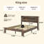 Très grand lit double très grand King Boho avec 2 prises USB et lumière RVB Mid-Century-800022246