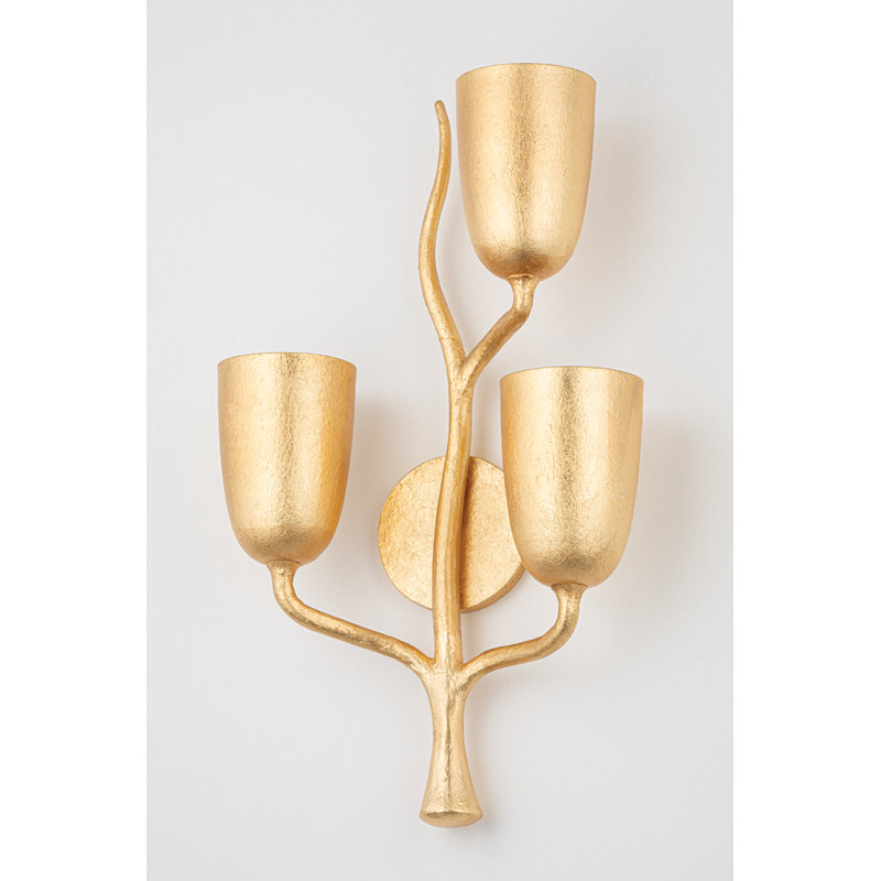 Vine 3 - Light Candle Wall Light, Gold Leaf