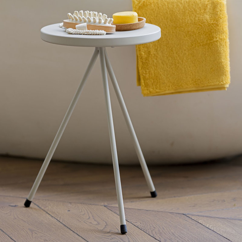 Anakie Powder Coated Steel Outdoor Stool, Silk Grey