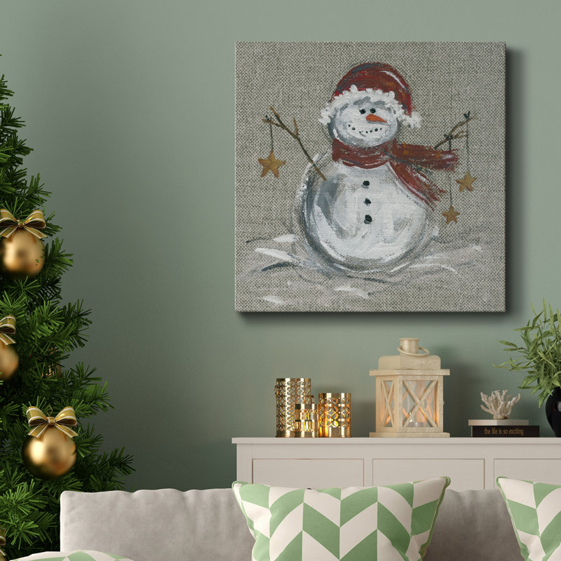 " Linen Snowman I ", 24" H x 24" W x 1" D