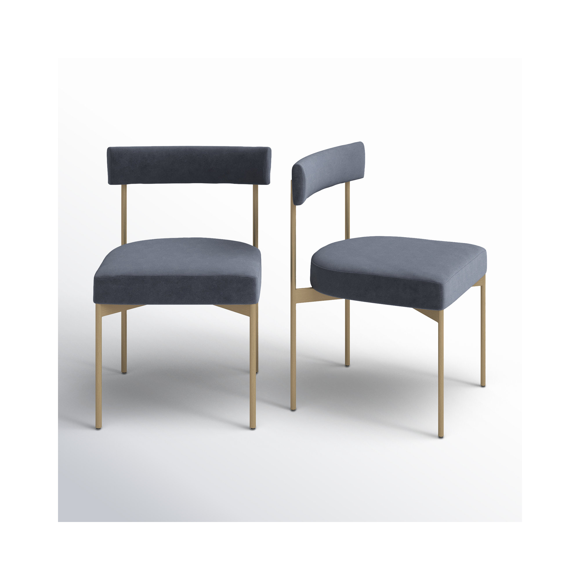 Freida 19.75'' H Upholstered Dining Chair, Slate Velvet, Antique Brass