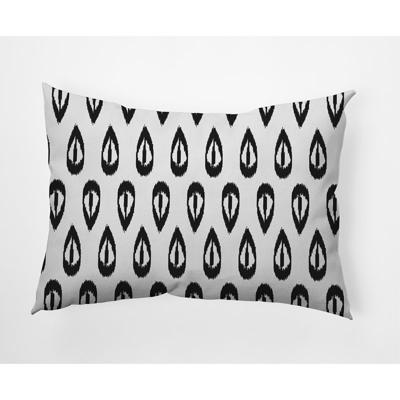 Geometric Outdoor Reversible Throw Pillow, Black