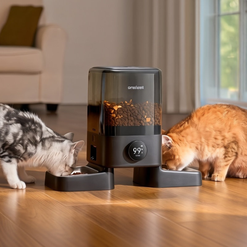 Distributeur automatique de croquettes sans fil Wi-Fi pour animaux de compagnie : double bol de 5 L, contrôle par application, enregistreur vocal, autonomie de 100 jours, croquettes de grande taille (1,8 cm) pour chats et chiens