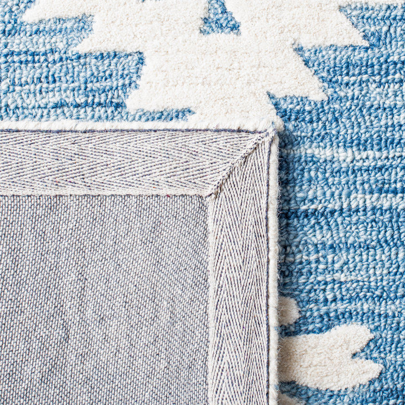 Hand Tufted Wool/Cotton Southwestern Rug in Blue, Square 7'