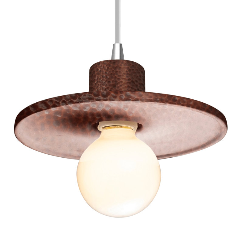 Leni - Light Single Pendant, Hammered Copper, Polished Chrome