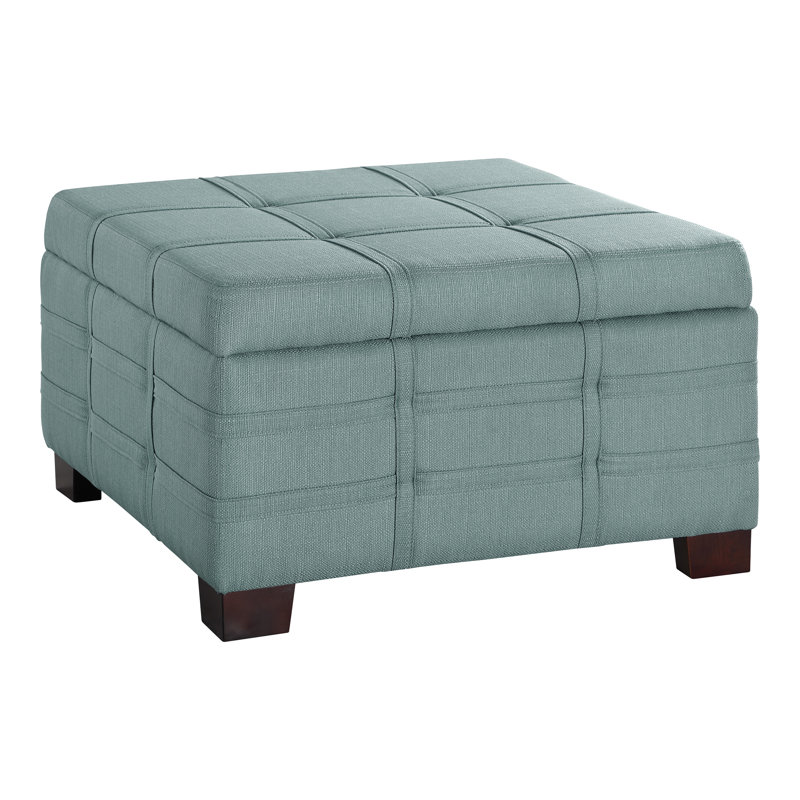 Upholstered Ottoman, Sea Blue Polyester