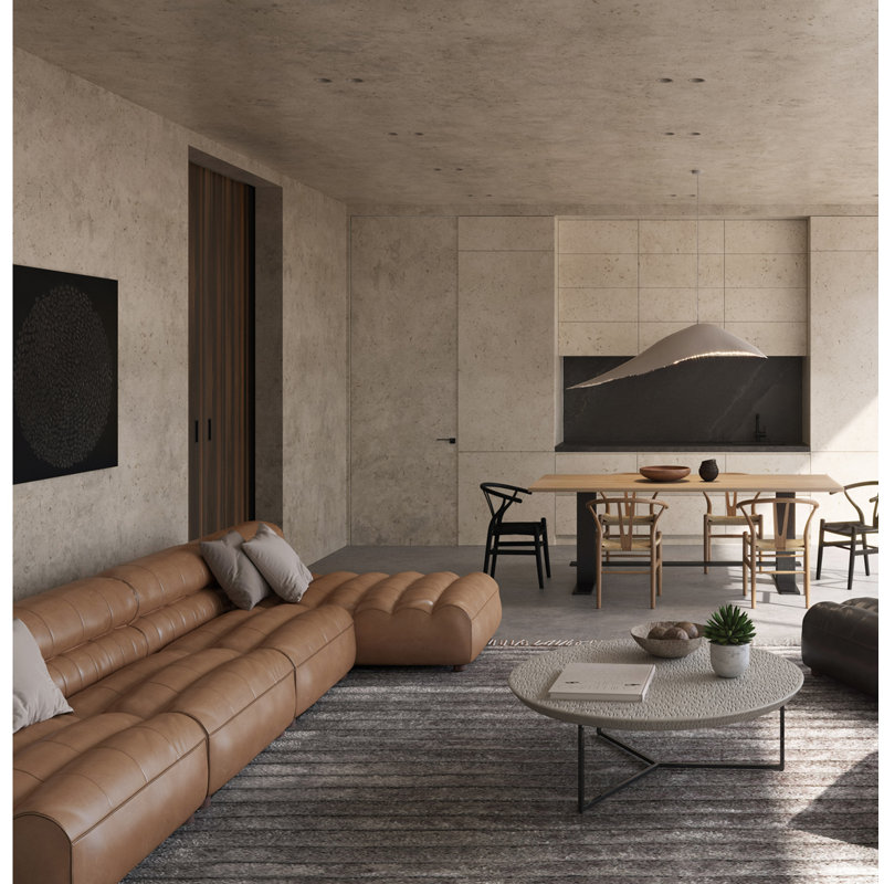 Ramsay Modular Chaise Sectional, Brown Top Grain Leather