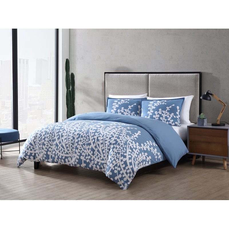 Twin Blue Cotton Branches Bedspread Cover Set