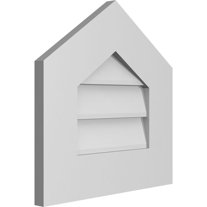 Peaked Top Surface Mount Signature Urethane Non-Functional Gable Vent 8/12 Pitch Primed Tan, 16" H x 16" W x 1" D