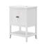 Lavabo de salle de bain moderne élégant en céramique blanche 24 po avec tablette ouverte en bois massif