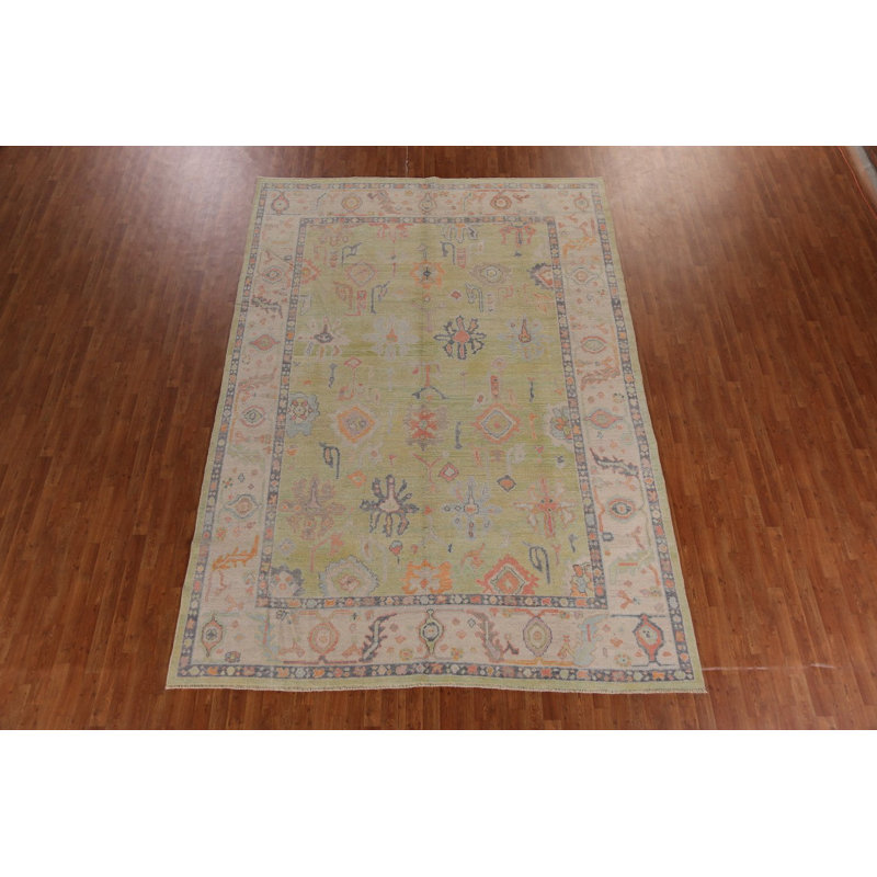 Tapis vert en laine Pusachio Oushak 9x12