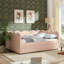 Lit de jour Cozy Gingham avec deux tiroirs de rangement, port USB et adorable tissu en forme de vague-1612715507-1612715516